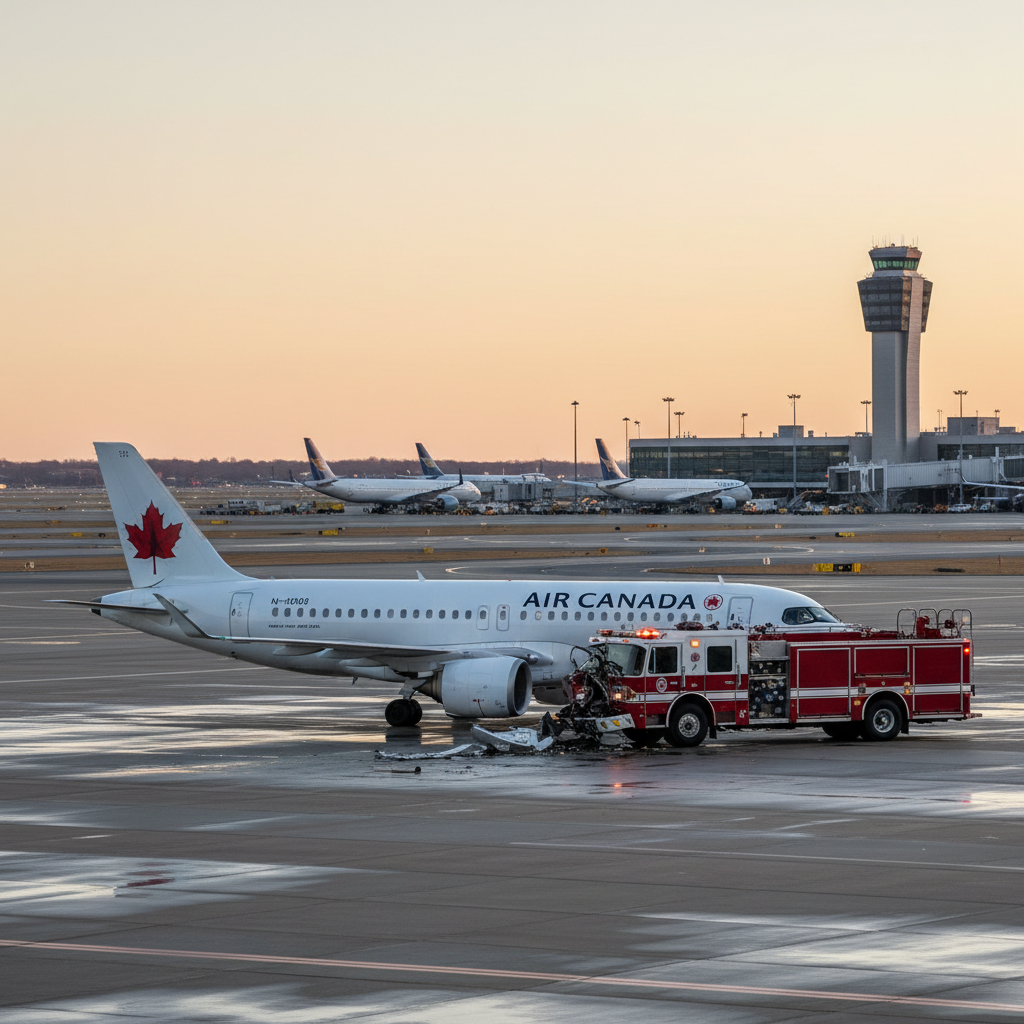 LaGuardia Havalimanı'nda Air Canada Uçağı ile İtfaiye Aracı Çarpıştı