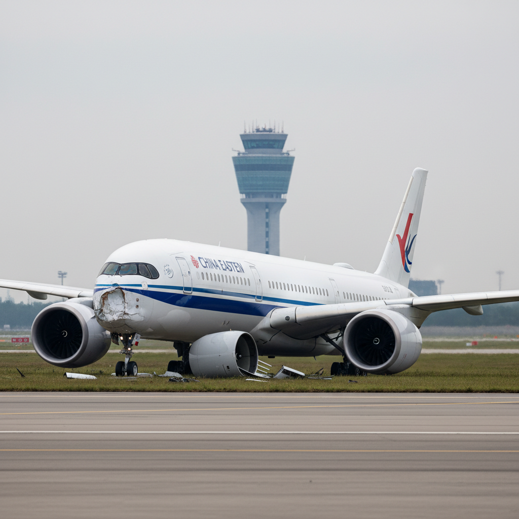 China Eastern Havayolları'nın A350-900 Uçağı, Havalimanında Kaza Geçirdi